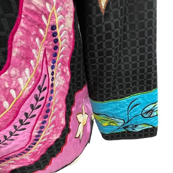 Alex Kim Black Jacket With Colorful Floral Embroidery Sequin Details Size Small - Picture 4 of 7